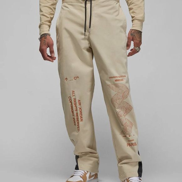 Jordan Men's Beige Flight Heritage Relaxed Fit Drawstring Woven Pants Size XXL